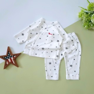 Bộ sơ sinh cúc chéo bé trai Bunny chất thun cotton size 3-10kg