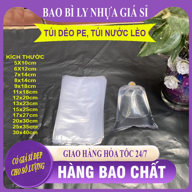 Túi dẻo PE, túi nilon dẻo không quai đựng đường, nước lèo...đủ size(1kg ...
