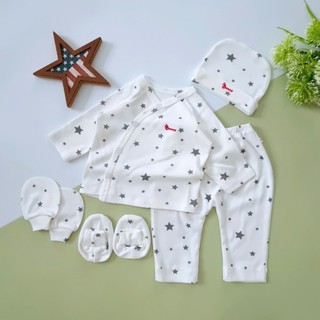 Bộ bé trai sơ sinh cài chéo cao cấp Bunny bao gồm nón vớ