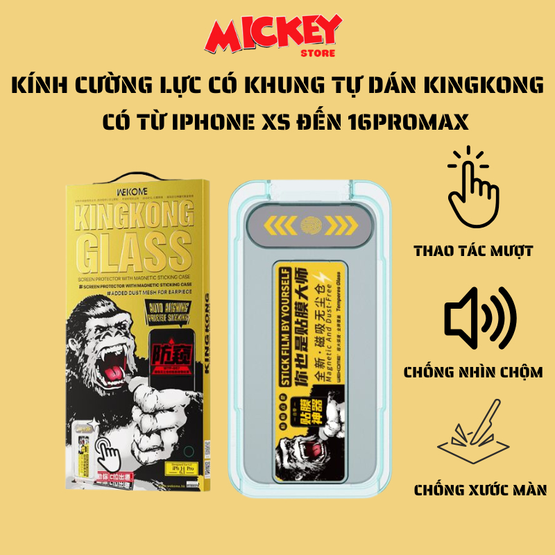 Kính cường lực có khung trợ dán trong WTP 034 chống trộm WTP 057 IPhone 11 12 13 14 15 16 17Promax