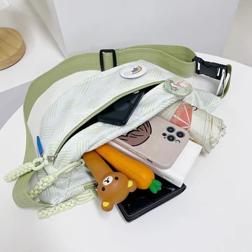 Women's Korean-Style Canvas Crossbody Bag – Multi-Pocket