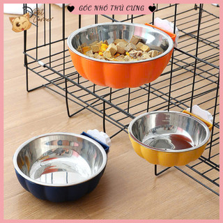 Bát ăn gắn chuồng cho chó mèo, bát cho chó mèo bằng inox 2 lớp cao cấp