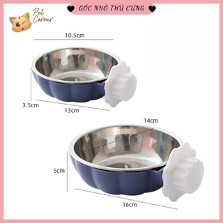 Bát ăn gắn chuồng cho chó mèo, bát cho chó mèo bằng inox 2 lớp cao cấp