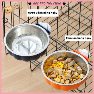 Bát ăn gắn chuồng cho chó mèo, bát cho chó mèo bằng inox 2 lớp cao cấp