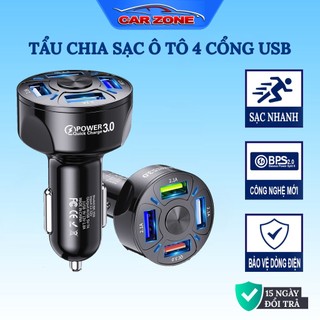 Tẩu Sạc Ô Tô 4 Cổng USB VERSION 2 (Có 1 Cổng Quick Sạc Nhanh 3.0)