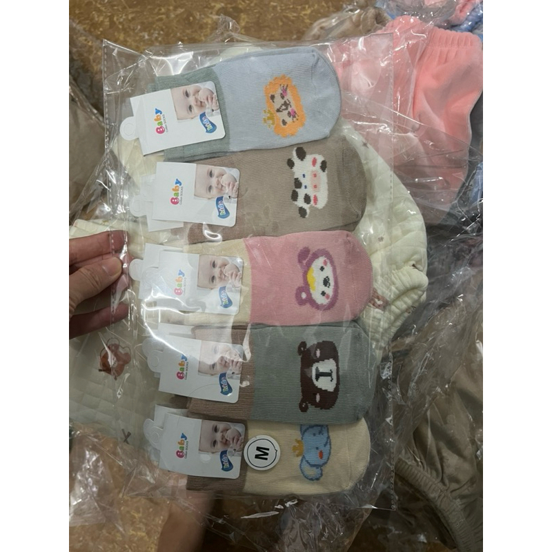 Set 5-10 Đôi Tất Trẻ Em Sơ sinh Hình Thú Chống Trơn Trượt Chất Cotton Mềm Cực Yêu (size 0-3 tuổi)