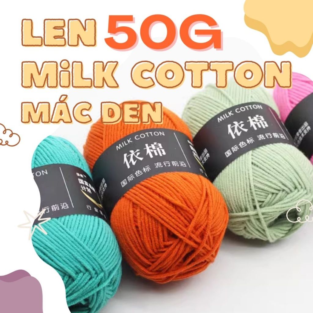 [Đủ Màu] Len Milk Cotton 50g Mác Đen | Màu 51 - 86 | Len đan móc giá rẻ ...