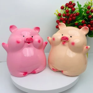 Heo đất tiết kiệm mẫu heo bánh bao mini cao 15cm- ống heo lợn đất tiết kiệm phúng phính