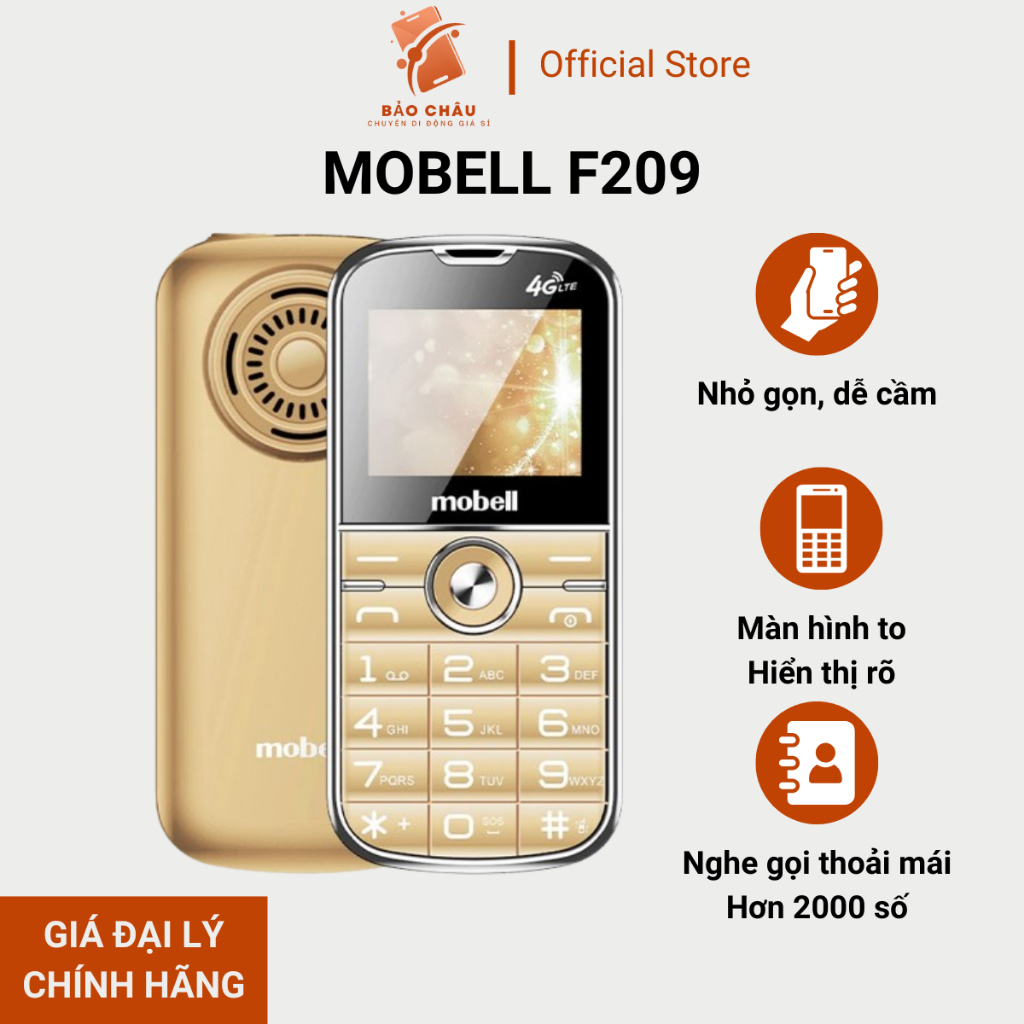 Điện thoại MOBELL F209 - Giá đại lý, Phím to dễ bấm , Thiết kế nhỏ gọn ...