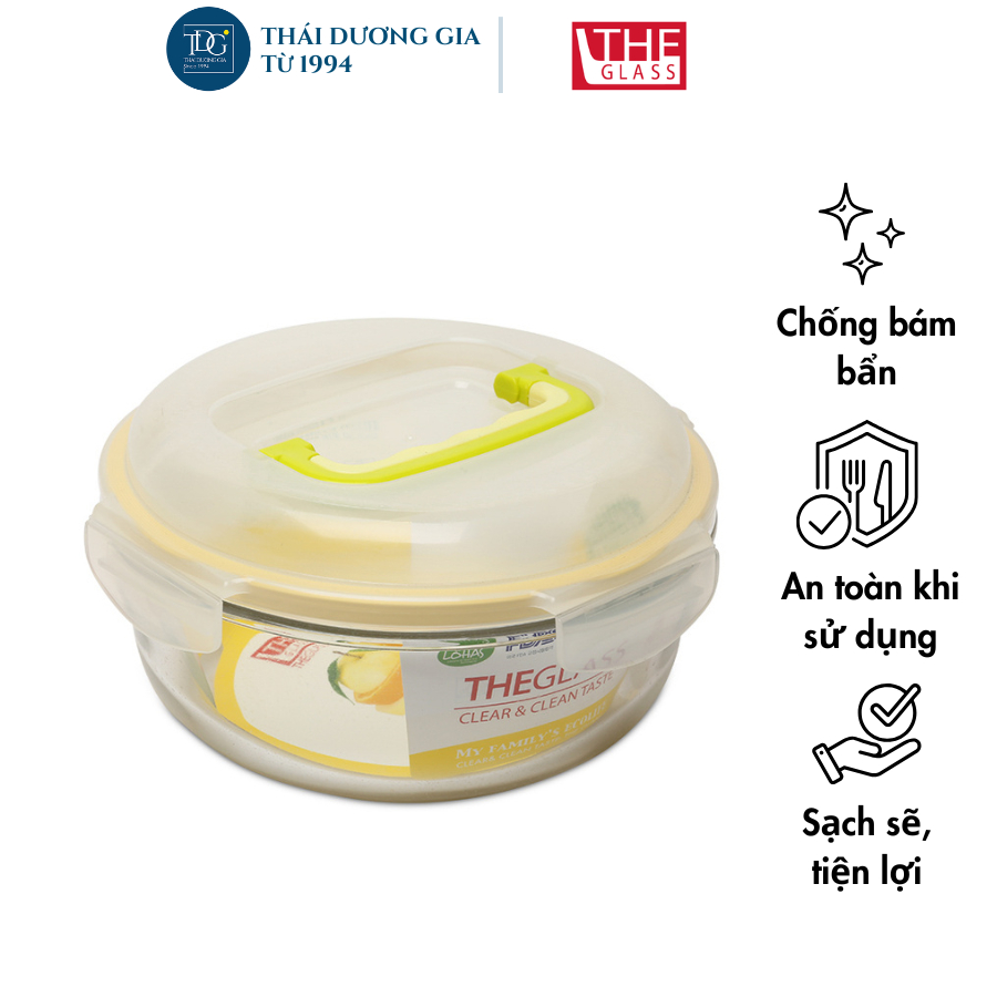 Hộp đựng thực phẩm tròn cao cấp Hàn Quốc The Glass 625ml - Thái Dương Gia