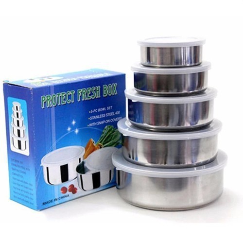 Ảnh Bộ 5 hộp Inox đựng thức ăn nhiều kích cỡ có nắp đậy kín 2