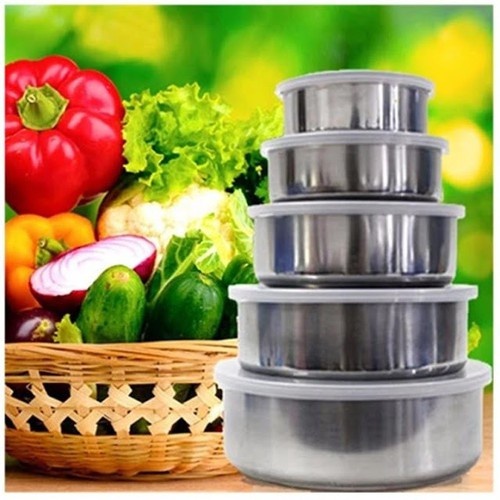 Ảnh Bộ 5 hộp Inox đựng thức ăn nhiều kích cỡ có nắp đậy kín 1