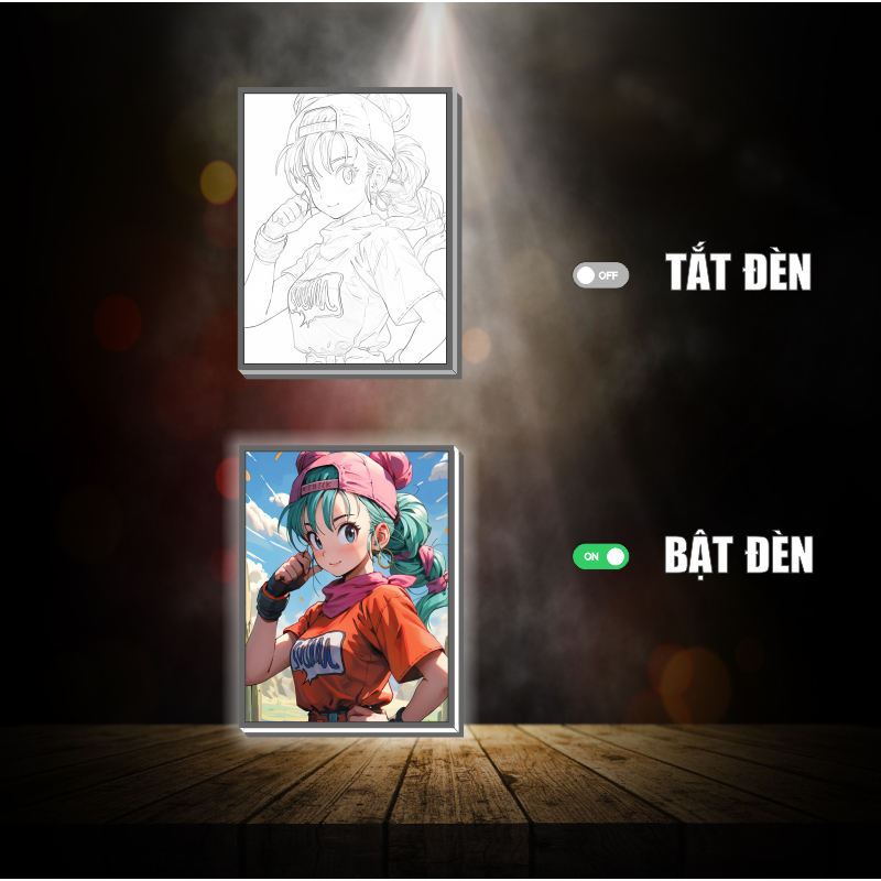 Tranh đèn led 3D đổi màu Dragon Ball - Tranh đèn led 3D ANIME trang trí bàn làm việc, đèn ngủ