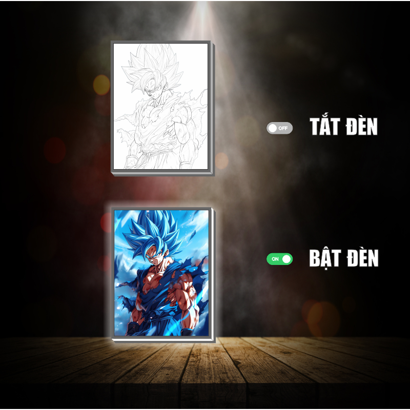 Tranh đèn led 3D đổi màu Dragon Ball - Tranh đèn led 3D ANIME trang trí bàn làm việc, đèn ngủ