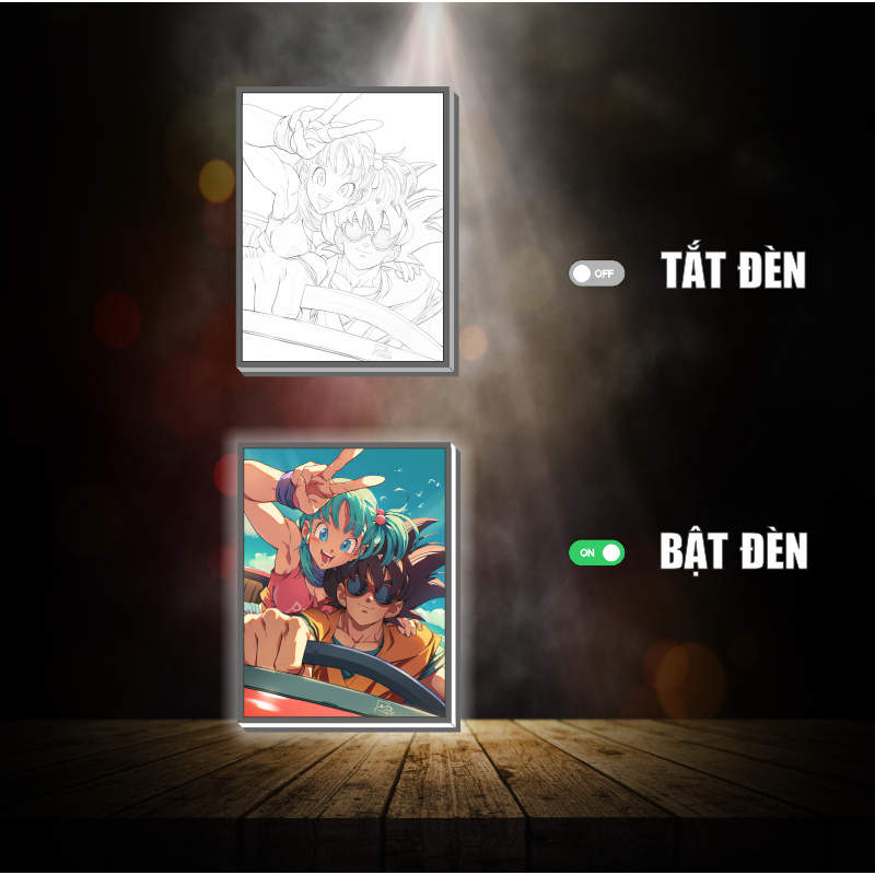 Tranh đèn led 3D đổi màu Dragon Ball - Tranh đèn led 3D ANIME trang trí bàn làm việc, đèn ngủ
