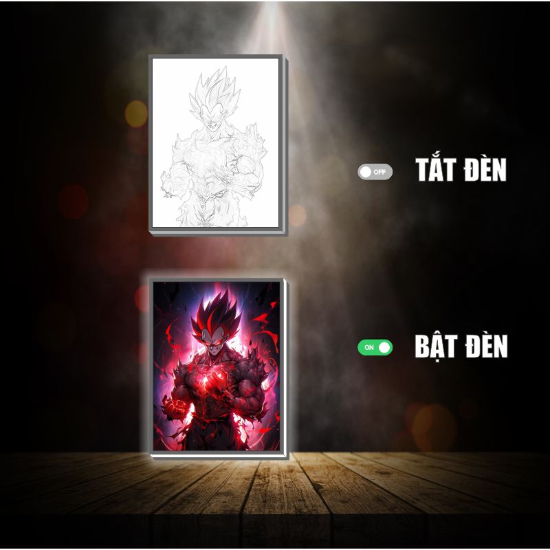 Tranh đèn led 3D đổi màu Dragon Ball - Tranh đèn led 3D ANIME trang trí bàn làm việc, đèn ngủ