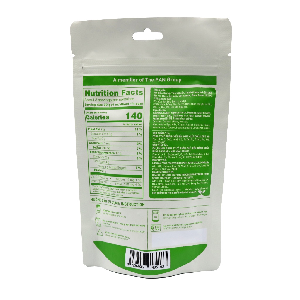 Hạt điều wasabi LAFOOCO túi 100g [HSD:01/2027]