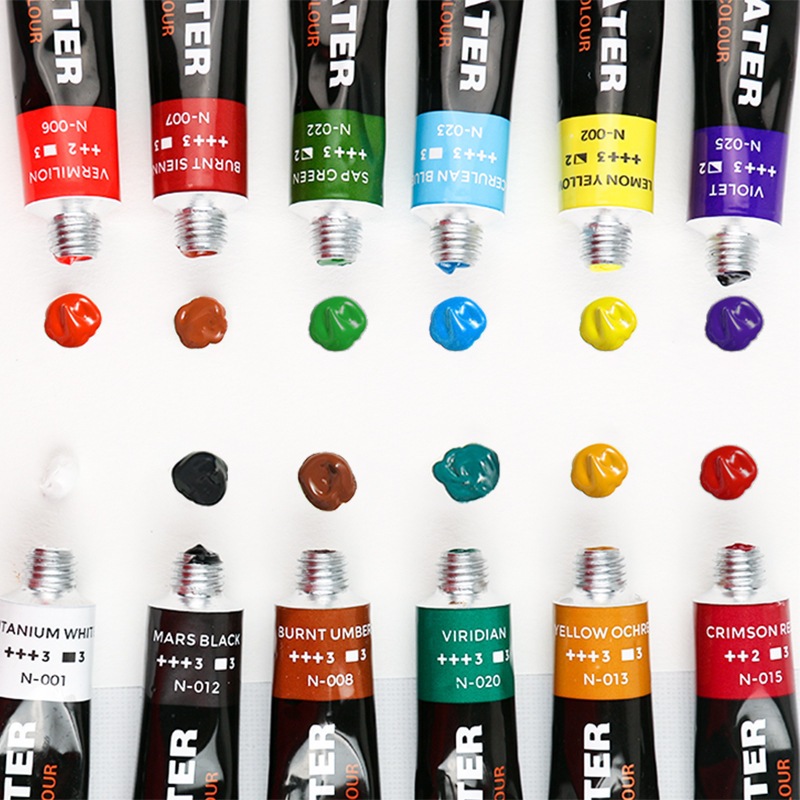 Tặng giấy irovy 300gsm Bộ 12 ĐẾN 24 màu acrylic 12ml không độc hại nhiều màu sắc thỏa sức sáng tạo