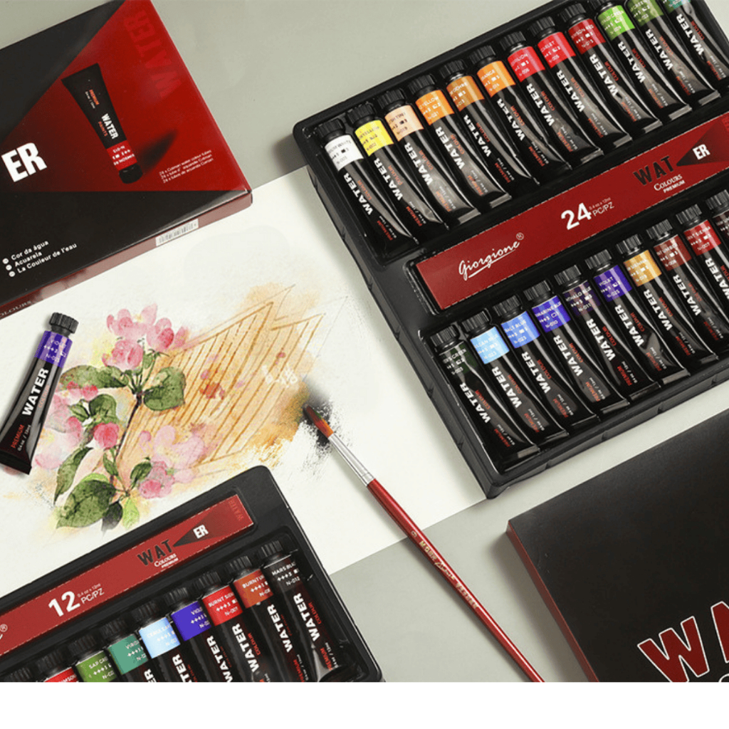 Tặng giấy irovy 300gsm Bộ 12 ĐẾN 24 màu acrylic 12ml không độc hại nhiều màu sắc thỏa sức sáng tạo