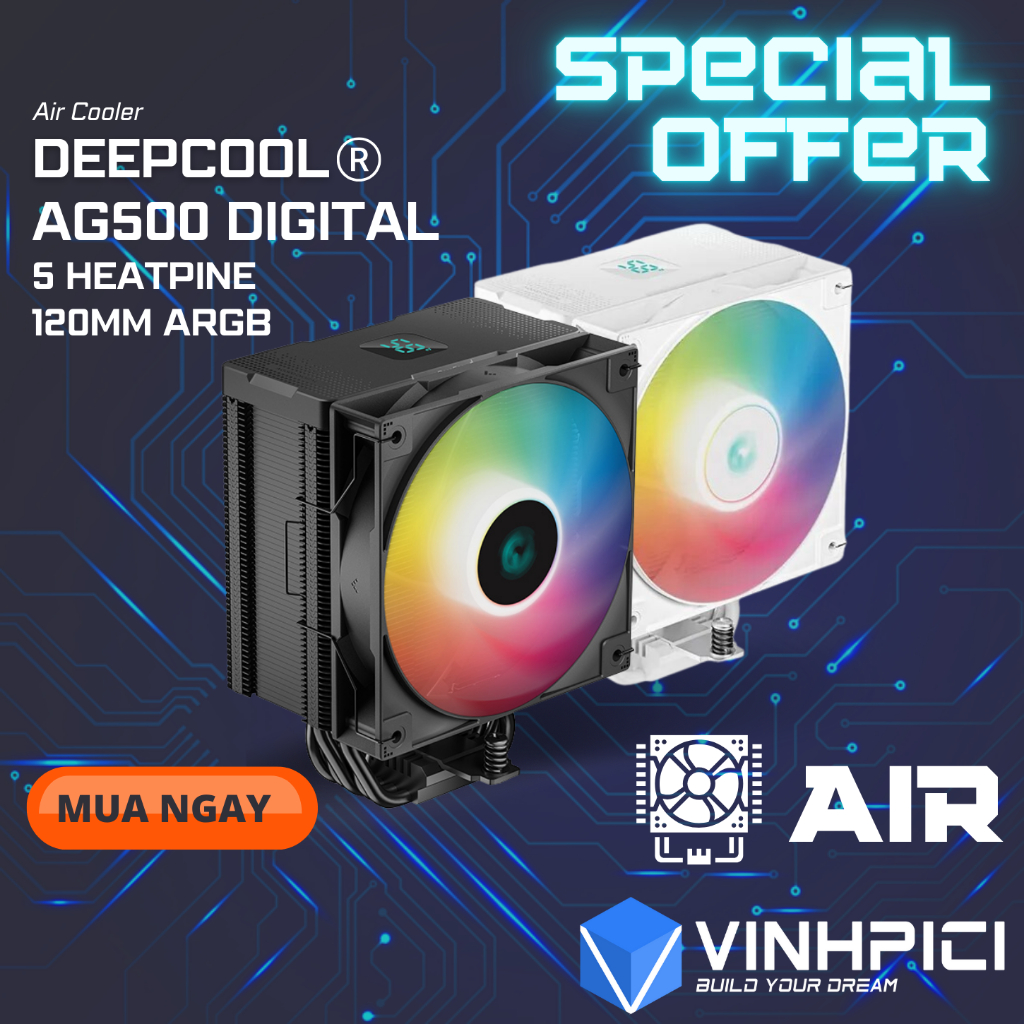 Tản nhiệt khí CPU Deepcool AG500 DIGITAL ARGB [NEW] | Shopee Việt Nam