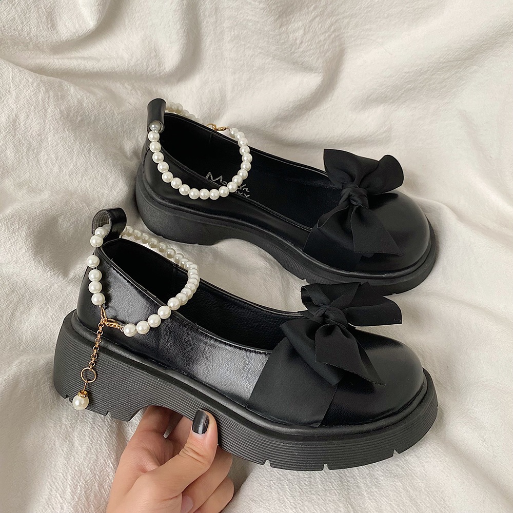 🔥Còn hàng🔥Giày Búp Bê Nữ Lolita 5p,Giày công chúa Quai ngọc Mũi Nơ Đế cao
