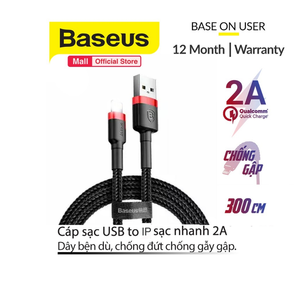 Ảnh Cáp sạc nhanh, siêu bền Baseus Cafule USB dùng cho 6/7/8/10/11/12/13/14Pro Max dài 1m/2m/3m 2