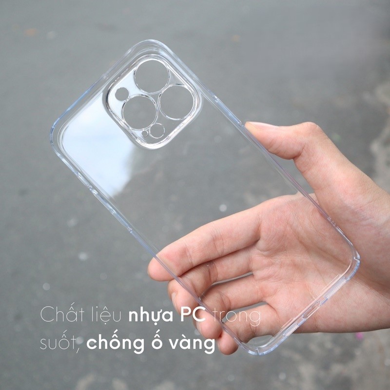Ốp lưng trong suốt chống ố KOLEAD IP83 bảo vệ camera phối nút bấm kim loại Iphone 7 8 X XSM 11 12 13 14 15 16 17 promax
