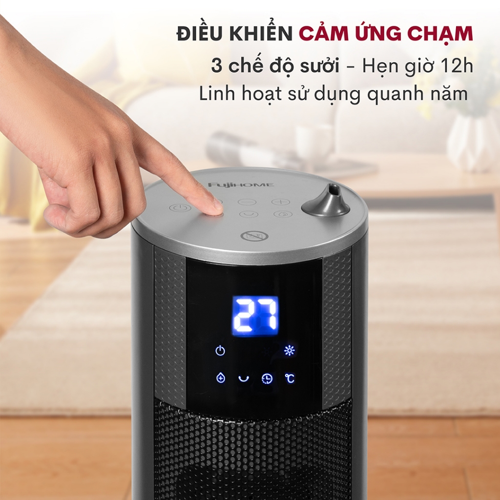 Máy sưởi gốm FUJIHOME FH6000 phun sương Nhập Khẩu điều khiển từ xa, quạt sưởi không khô da tiết kiệm điện heater mini