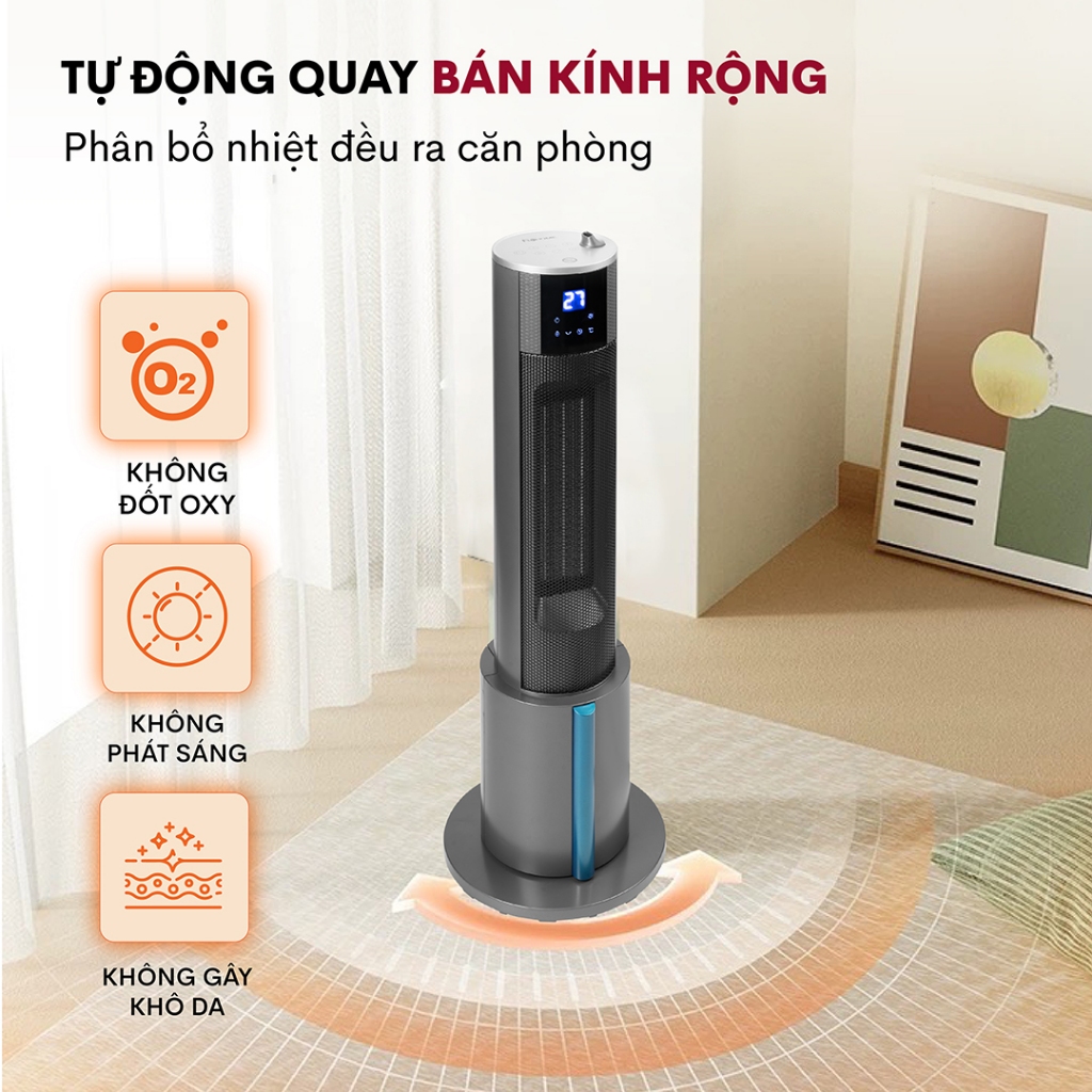 Máy sưởi gốm FUJIHOME FH6000 phun sương Nhập Khẩu điều khiển từ xa, quạt sưởi không khô da tiết kiệm điện heater mini