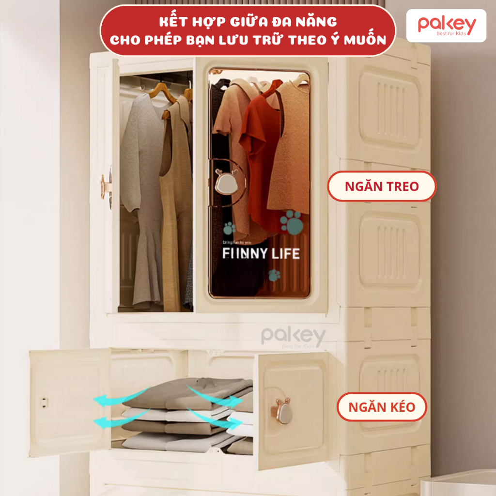 [Có Hỏa Tốc] Tủ Nhựa Gấp Gọn Có Ngăn Treo, Tủ Nhựa Đa Năng Mẫu Mới Cải Tiến Lắp Ráp Dễ Dàng, Dày Dặn Chắc Chắn