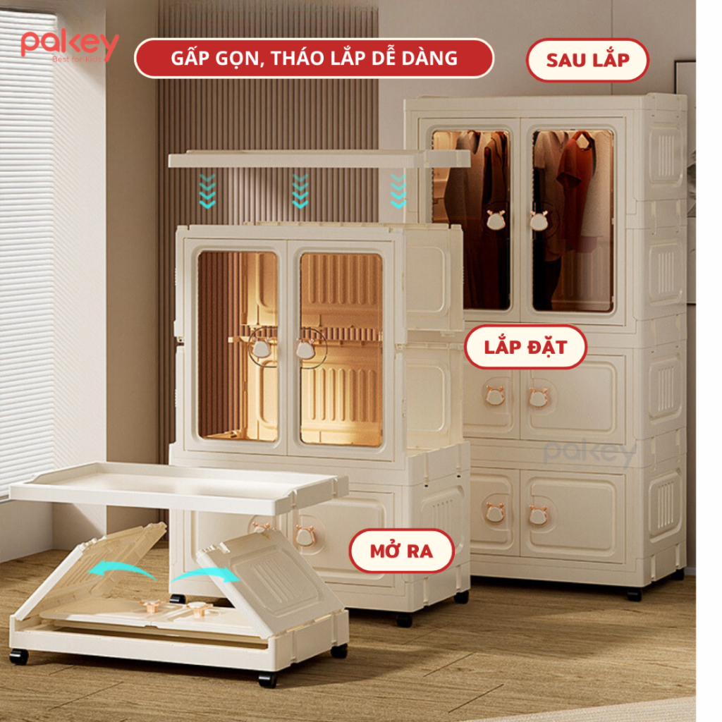 [Có Hỏa Tốc] Tủ Nhựa Gấp Gọn Có Ngăn Treo, Tủ Nhựa Đa Năng Mẫu Mới Cải Tiến Lắp Ráp Dễ Dàng, Dày Dặn Chắc Chắn