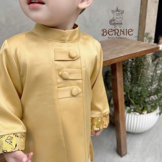 Áo+quần_Bộ áo dài lụa bé trai Bernie. Áo tết cao cấp cho bé trai diện tết 2025 (Shop yêu thích)