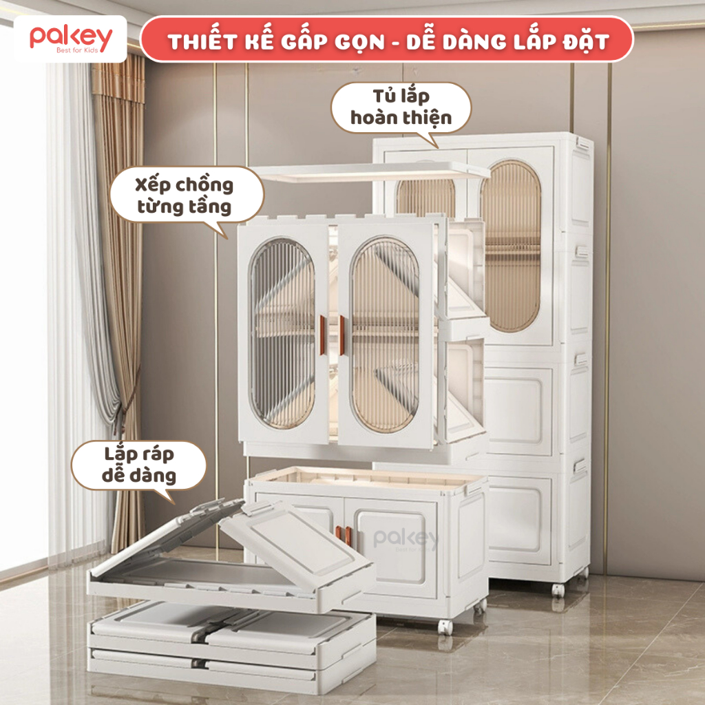 [HỎA TỐC] Tủ Quần Áo Ngăn Treo RỘNG 65CM Gấp Gọn Tiện Lợi, Tủ Nhựa Dày Dặn Có Bánh Xe 360 Độ Di Chuyển Dễ Dàng - HC10