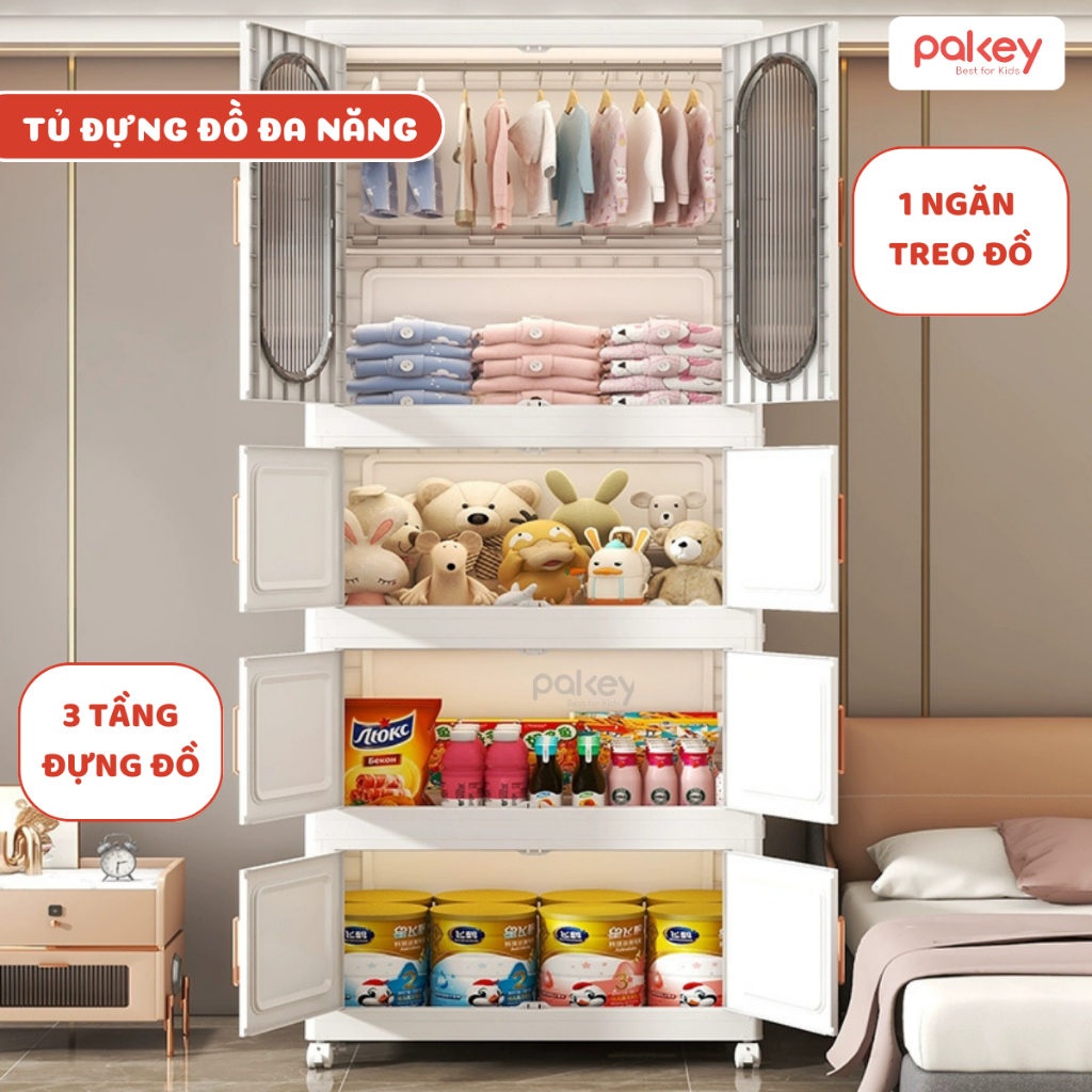 [HỎA TỐC] Tủ Quần Áo Ngăn Treo RỘNG 65CM Gấp Gọn Tiện Lợi, Tủ Nhựa Dày Dặn Có Bánh Xe 360 Độ Di Chuyển Dễ Dàng - HC10