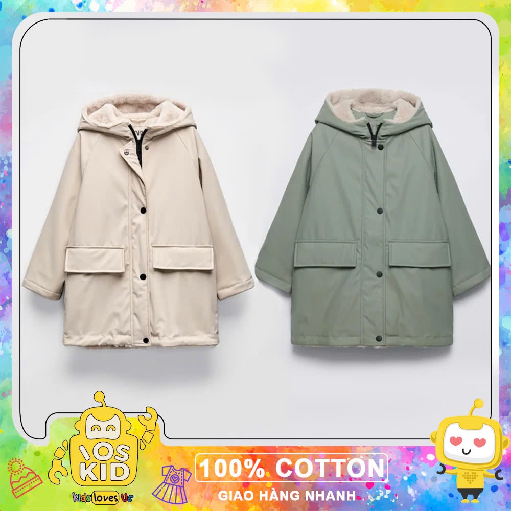 Áo phao raincoat lót lông thỏ Za.ra dư xịn cho các bé gái dòng lớn ...