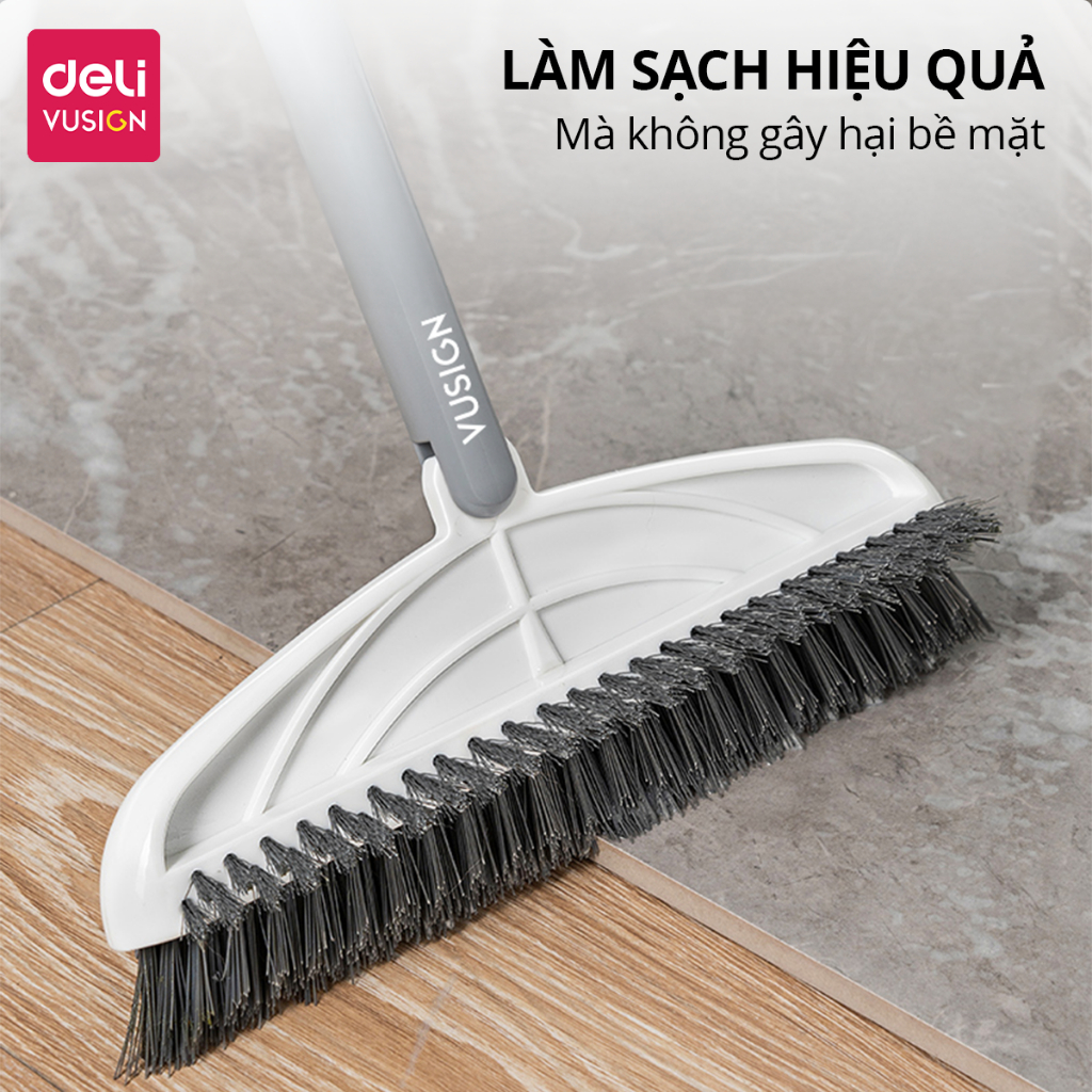 Chổi Chà Sàn Nhà Tắm Kết Hợp Gạt Nước Đầu Chữ V Deli - Chổi Cọ Sàn Đa Năng 2 Đầu Chổi Kèm Gạt Nước Làm Sạch Mọi Góc Bẩn