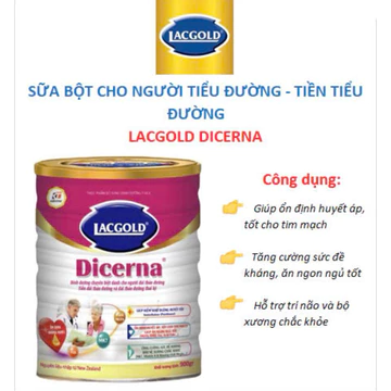 Sữa Bột Lacgold Dicerna - Cho Người Tiểu Đường, Tiền Đái Đường và Đái Tháo Đường Thai Kỳ Hộp 900g