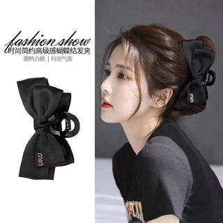 Kẹp Tóc Nơ Kẹp Tóc Tiểu Thư Min Hình Nơ Đen Vải Phi Bóng Đsn Sang Trọng Nữ Tính