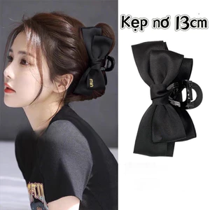 Kẹp Tóc Nơ Kẹp Tóc Tiểu Thư Min Hình Nơ Đen Vải Phi Bóng Đsn Sang Trọng Nữ Tính