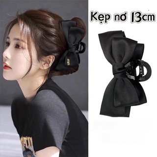 Kẹp Tóc Nơ Kẹp Tóc Tiểu Thư Min Hình Nơ Đen Vải Phi Bóng Đsn Sang Trọng Nữ Tính