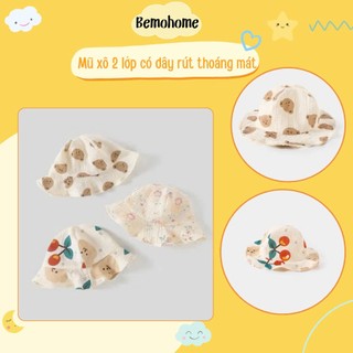 Mũ Xô 2 Lớp Có Dây Rút Mềm Mại, Thoáng Mát Cho Bé