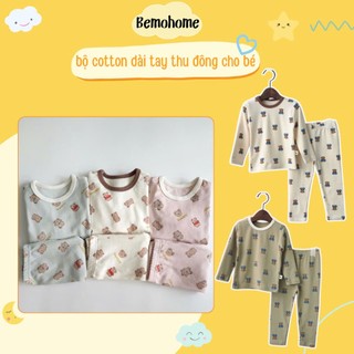 [MỚI 2024] Đồ Ngủ Trẻ Em, Bộ Quần Áo Thu Đông Dài Tay Bemohome Chất Cotton Mềm Mịn Cho Bé Trai Bé Gái Từ 9-17kg