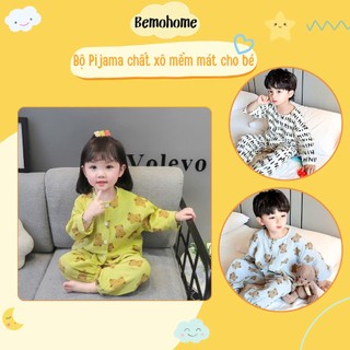 [MỚI 2024] Bộ PIJAMA, Bộ Đồ Ngủ Dài Tay Bemohome Vải Xô Muslin Mềm Mịn, Thoáng Mát Đáng Yêu Cho Bé Trai Bé Gái
