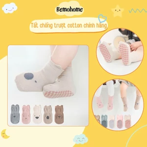Set 5 Đôi Tất Sơ Sinh Màu Basic Họa Tiết Cotton Chống Trơn Trượt Cho Bé