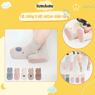 [TẤT TRẺ EM] Set 5 Đôi Tất Sơ Sinh Màu Basic Họa Tiết Cotton Chống Trơn Trượt Cho Bé
