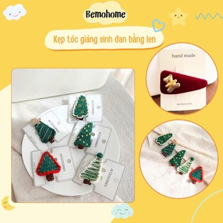 [HÀNG CÓ SẴN] Kẹp Tóc Giáng Sinh Hình Cây Thông Đan Bằng Len Dễ Thương Cho Bé Gái