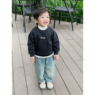 Áo nỉ cho bé Batala Kids, Áo SWEATER nỉ bông cho bé trai bé gái ĐỎ/ĐEN chữ LUCK thu đông 2024