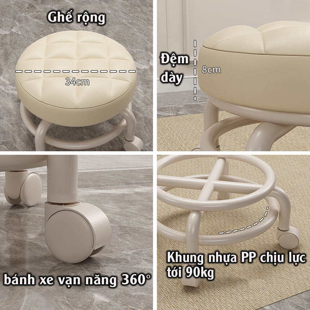 Ghế Da Tròn Xoay Bệt Cho Bé Thương Hiệu iiko Có Bánh Xe Thiết Kế Nệm Da PU Bền Chống Nước Ghế Lười Di Động Xoay