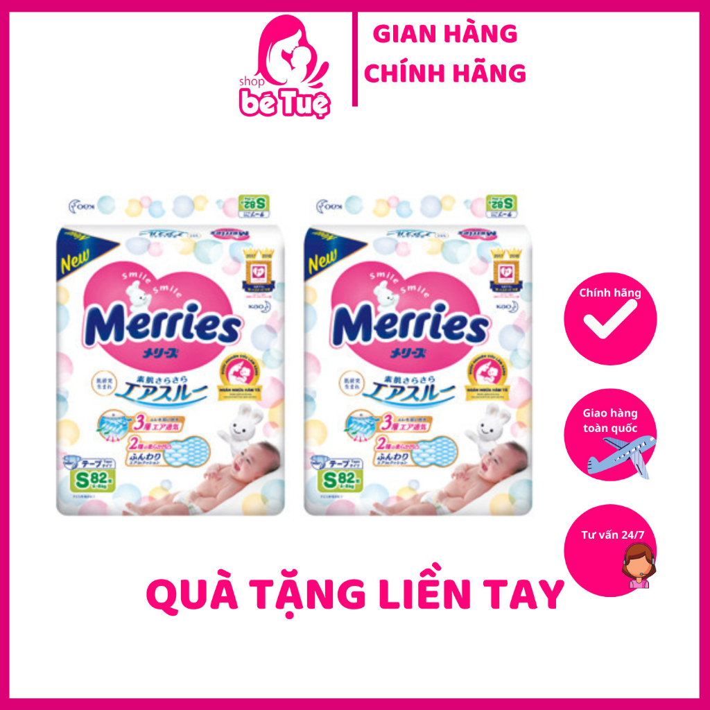 Bỉm Dán/ Quần Merries nhập khẩu KAO đủ size NB76, S70, M64, M58, L44 ...