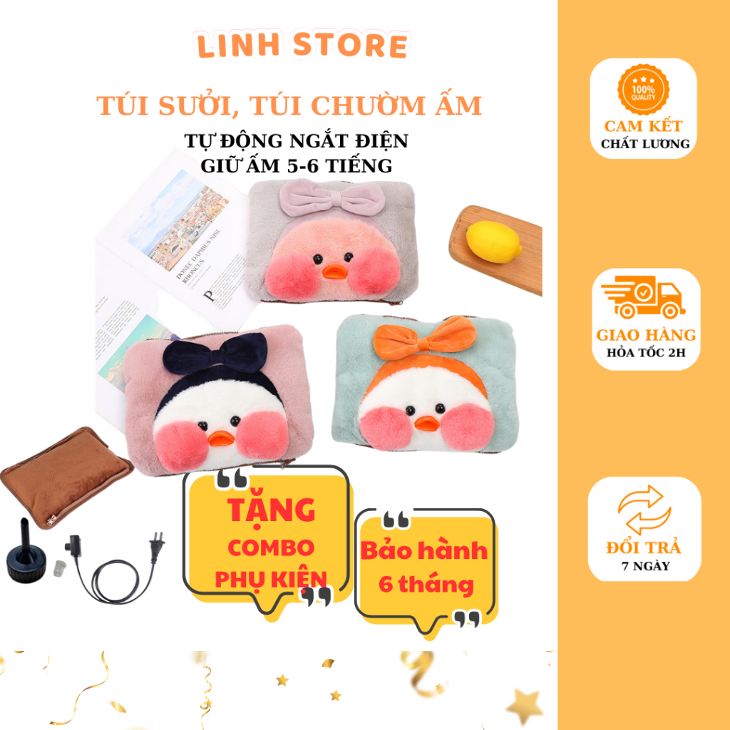 Túi sưởi gấu bông dễ thương , túi chườm nóng cắm điện an toàn
